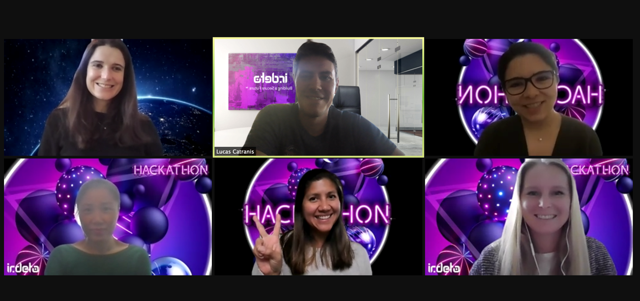 Irdeto EMEA team collaborating virtually during a global cybersecurity hackathon.